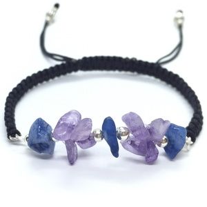 Blue Quartzite & Amethyst Gemstone Chips Bracelet